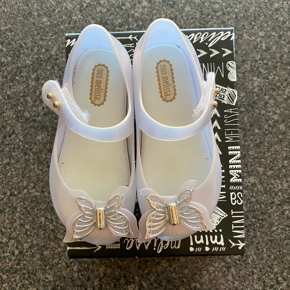 Mini Melissa Ultra Girl Ballet Flat Silver Size 8